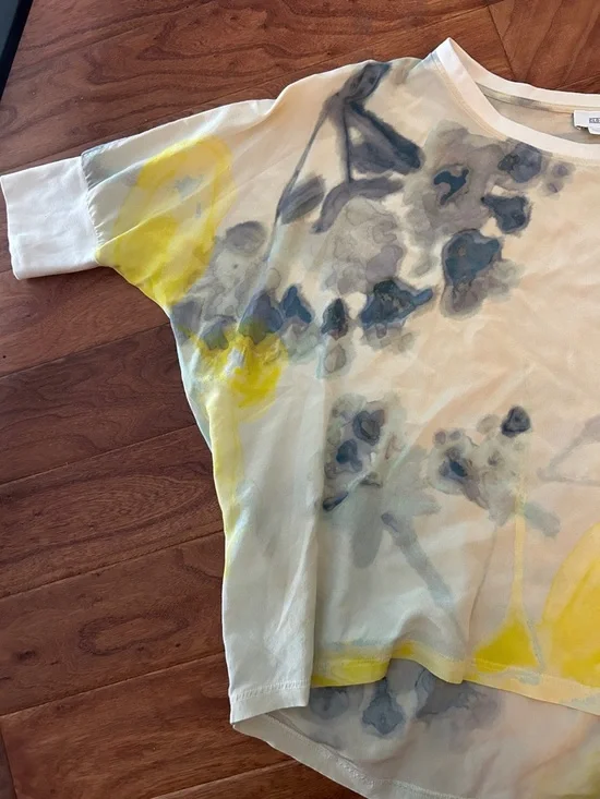 Closed 100% Silk Floral Water Color Graphic Sheer Flowy Blouse Size XS - Picture 5 of 7